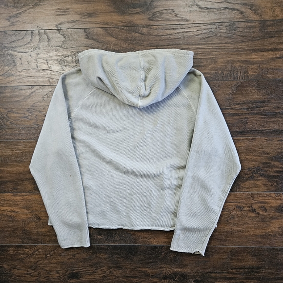 Vintage Eddie Bauer Garment Dyed Sage Green Boyfriend Fit Raw Hem Hoodie Size XL - Picture 3 of 5